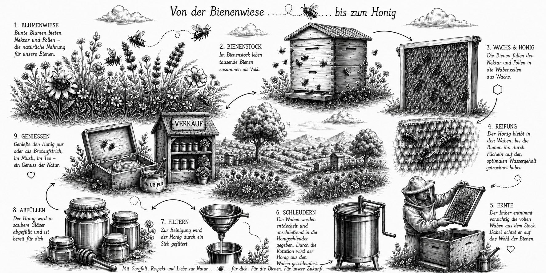 Von der Bienenwiese bis zum Honig